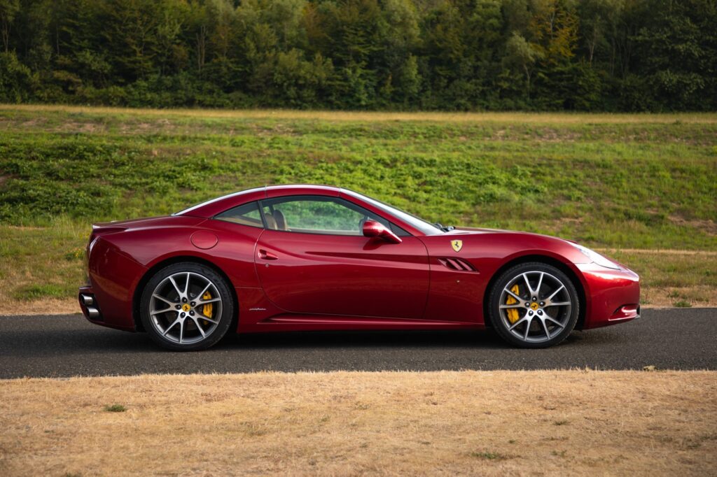 Red Ferrari California on a private road in Kent